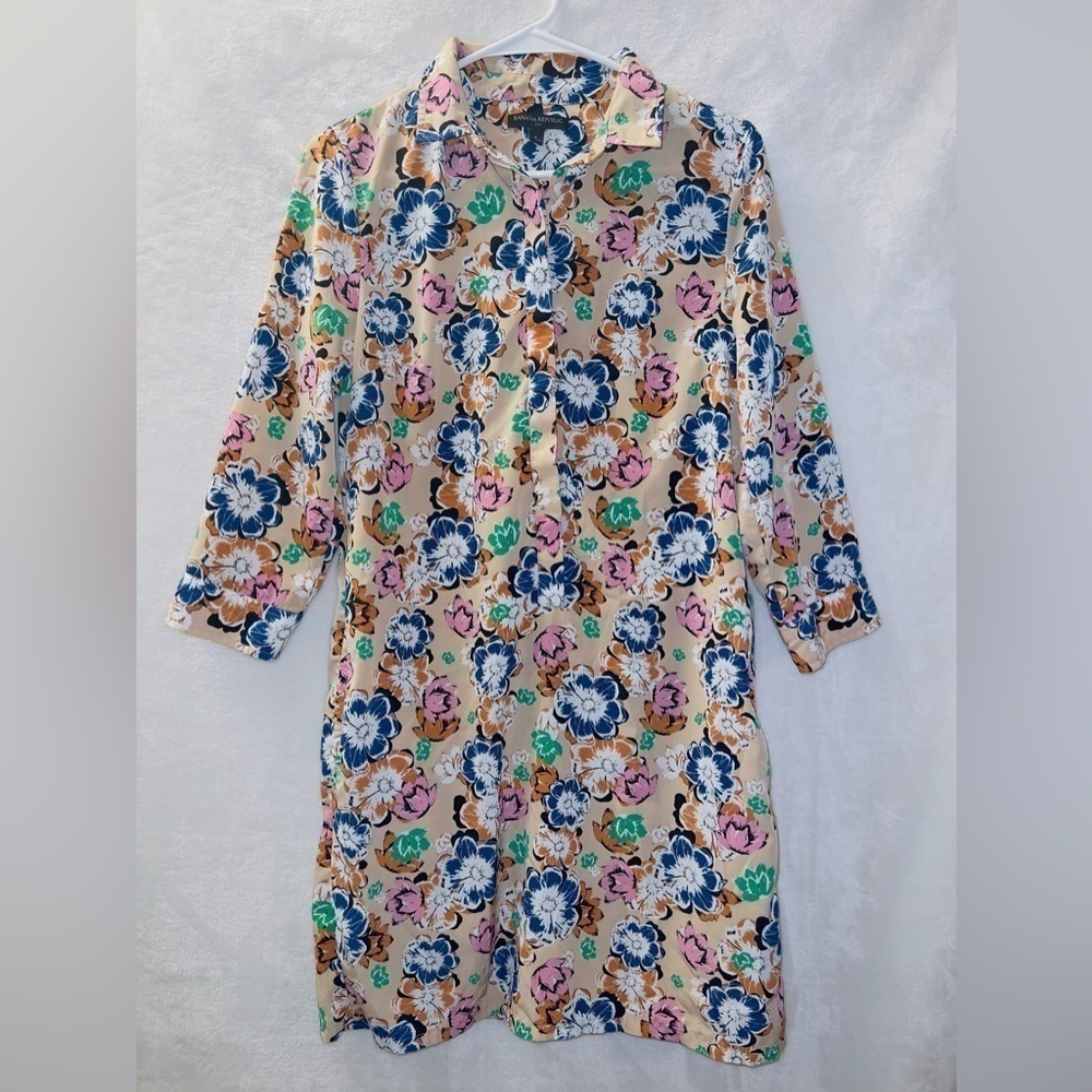 Banana Republic Floral Print Long Sleeve Button Up Shirt Dress size 6